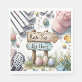 Golf Easter eggs balls and flower and equipment スタンダードランチョンナプキン