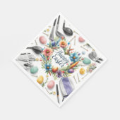 Golf Easter eggs balls and flower and equipment スタンダードランチョンナプキン (角)