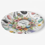 Golf Easter eggs balls and flower and equipment ペーパープレート (アングル)