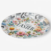 Golf Easter eggs balls and flower and equipment ペーパープレート (アングル)