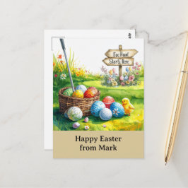 Golf Easter for golfer watercolor Spring ポストカード