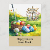 Golf Easter for golfer watercolor Spring ポストカード (正面)