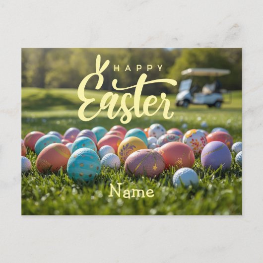 Golf Easter Holiday for golfer シーズンポストカード (正面)