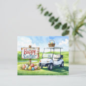 Golf Easter Holiday on putting green シーズンポストカード (スタンド正面)