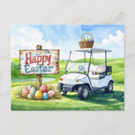 Golf Easter Holiday on putting green シーズンポストカード