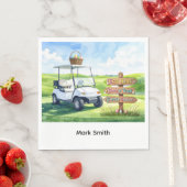 Golf easter holiday with golf cart and easter eggs スタンダードランチョンナプキン (インサイチュ)