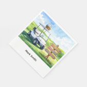 Golf easter holiday with golf cart and easter eggs スタンダードランチョンナプキン (角)
