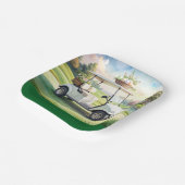 Golf Easter holiday with golf cart and easter eggs ペーパープレート (傾斜あり)