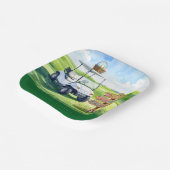 Golf Easter holiday with golf cart and easter eggs ペーパープレート (傾斜あり)