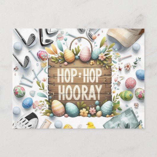 Golf easter with golf equipment design for golfer ポストカード (正面)