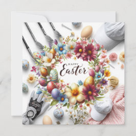 Golf easter with golf equipment with flower シーズンカード