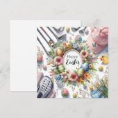 Golf easter with golf equipment with flower シーズンカード (正面/裏面)