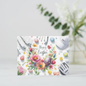 Golf easter with golf equipment with flower ポストカード (スタンド正面)