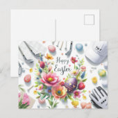 Golf easter with golf equipment with flower ポストカード (正面/裏面)