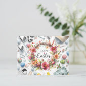 Golf easter with golf equipment with flower ポストカード (スタンド正面)