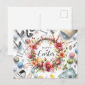 Golf easter with golf equipment with flower ポストカード (正面/裏面)