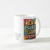 Golf Eat Sleep Repeat Pop Art Personalized コーヒーマグカップ (正面右)