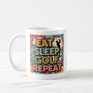 Golf Eat Sleep Repeat Pop Art Personalized コーヒーマグカップ
