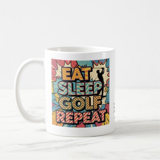 Golf Eat Sleep Repeat Pop Art Personalized コーヒーマグカップ (左)