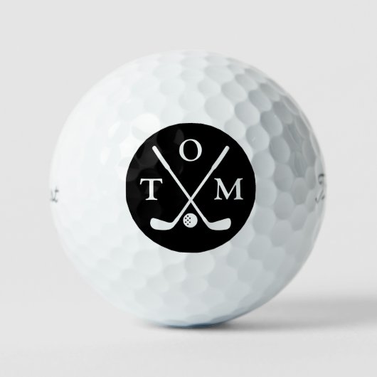 Golf Elegant Modern Monogram Typography Name ゴルフボール (正面)