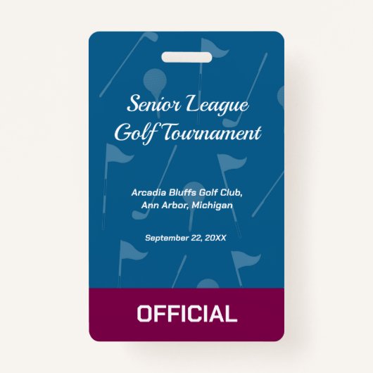 Golf Event Security Badge – Security & Access Pass バッジ (正面)