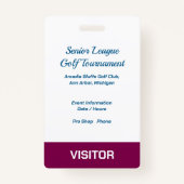 Golf Event Security Badge – Security & Access Pass バッジ (裏面)