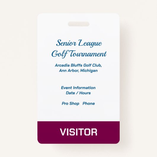 Golf Event Security Badge – Security & Access Pass バッジ (裏面)