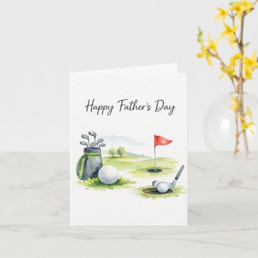 Golf Father's Day Card for Father & Husband カード (黄色い花)