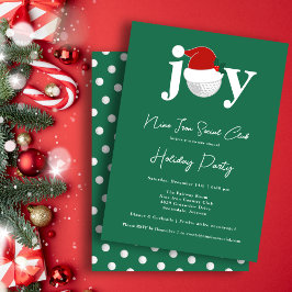 Golf Festive Holiday Party Joy Typography Green 招待状