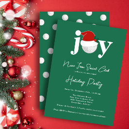 Golf Festive Holiday Party Joy Typography Green 招待状
