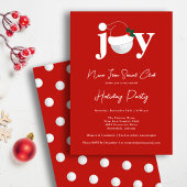 Golf Festive Holiday Party Joy Typography Red 招待状