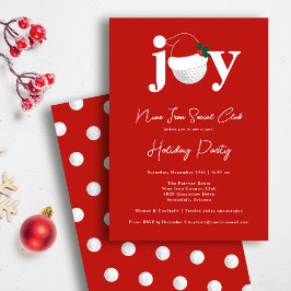 Golf Festive Holiday Party Joy Typography Red 招待状