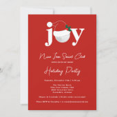 Golf Festive Holiday Party Joy Typography Red 招待状 (正面)