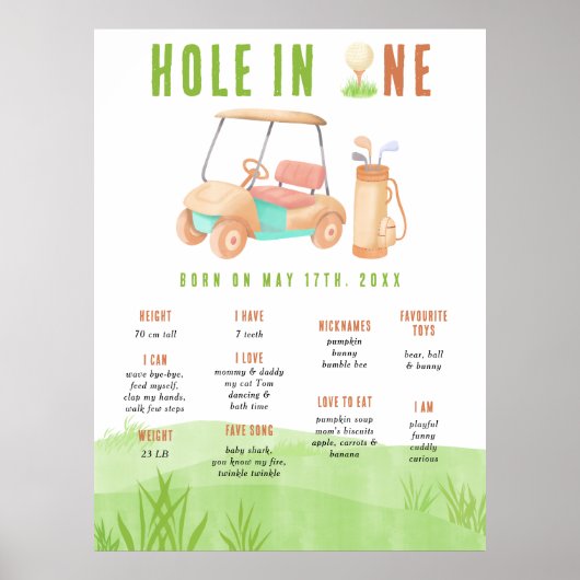 Golf First Birthday Milestone Birthday ポスター (正面)