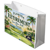 Golf Florida themed with flamingo retirement ラージペーパーバッグ (正面アングル)