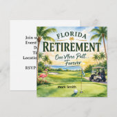 Golf Florida themed with flamingo retirement 招待状 (正面/裏面)
