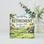 Golf Florida themed with flamingo retirement 招待状 (スタンド正面)