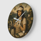 Golf Funny Mona Lisa ラージ壁時計 (傾斜)