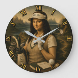 Golf Funny Mona Lisa ラージ壁時計