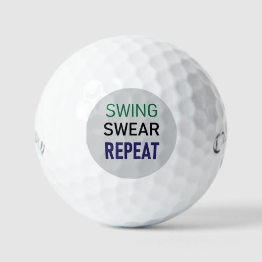 Golf Gag Gift – Swing Swear Repeat  ゴルフボール (正面)