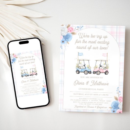 Golf Gender Reveal Invitation - Golf Carts 招待状