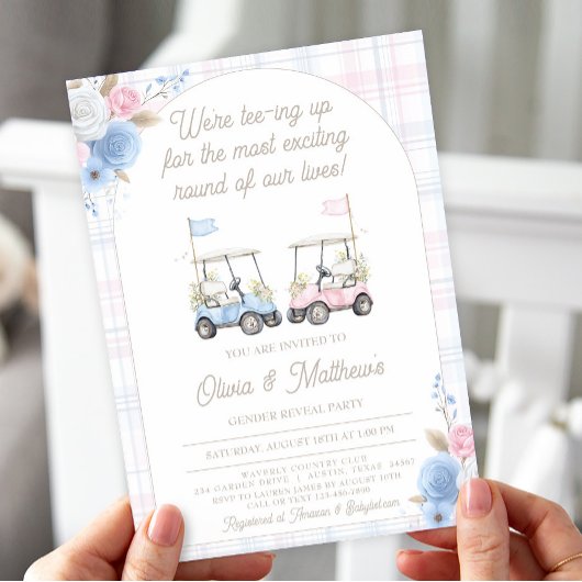 Golf Gender Reveal Invitation - Golf Carts 招待状