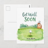 Golf Get Well Soon Card – Watercolor Golf Course  ポストカード (正面/裏面)