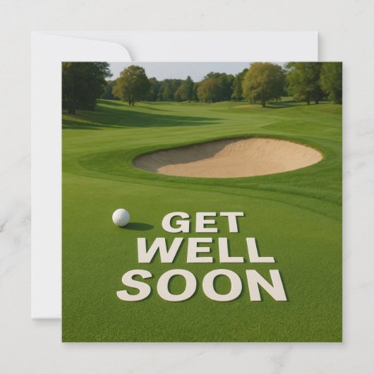 Golf get well soon text near bunker for golfer (正面)