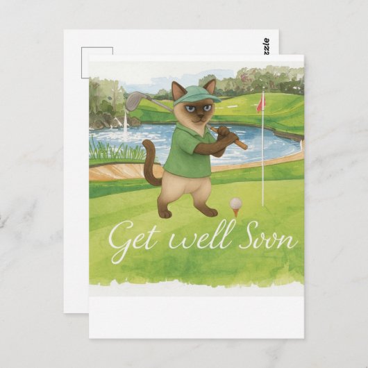 Golf Get well soon with golf course background  ポストカード (正面/裏面)