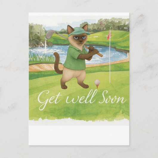 Golf Get well soon with golf course background  ポストカード (正面)