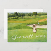 Golf Get well soon with golfer golfing on green  ポストカード (正面/裏面)