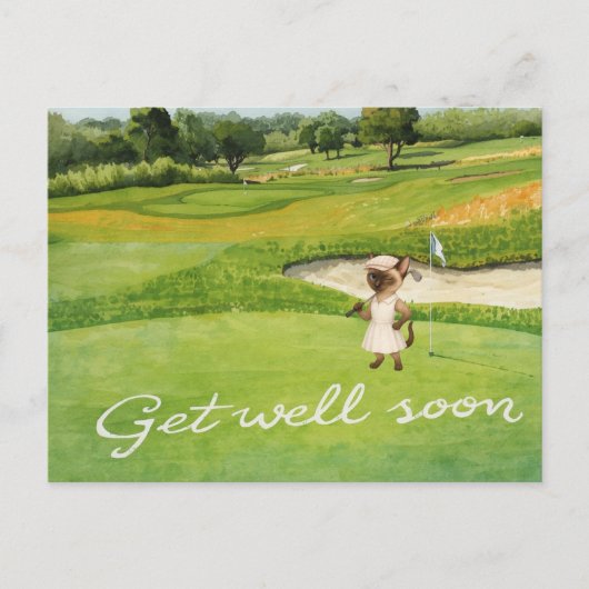 Golf Get well soon with golfer golfing on green  ポストカード (正面)