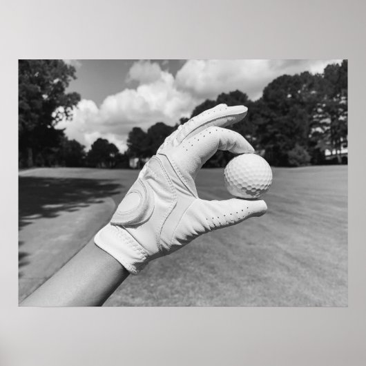 Golf Glove Holding Ball on Fairway ポスター (正面)