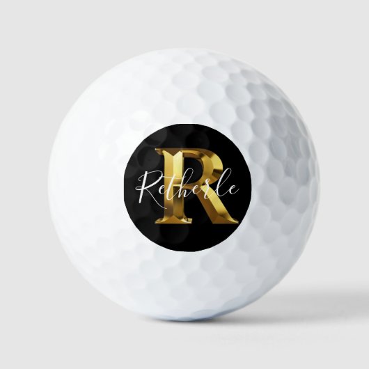 Golf Golden  monogram name & initial golf balls ゴルフボール (正面)